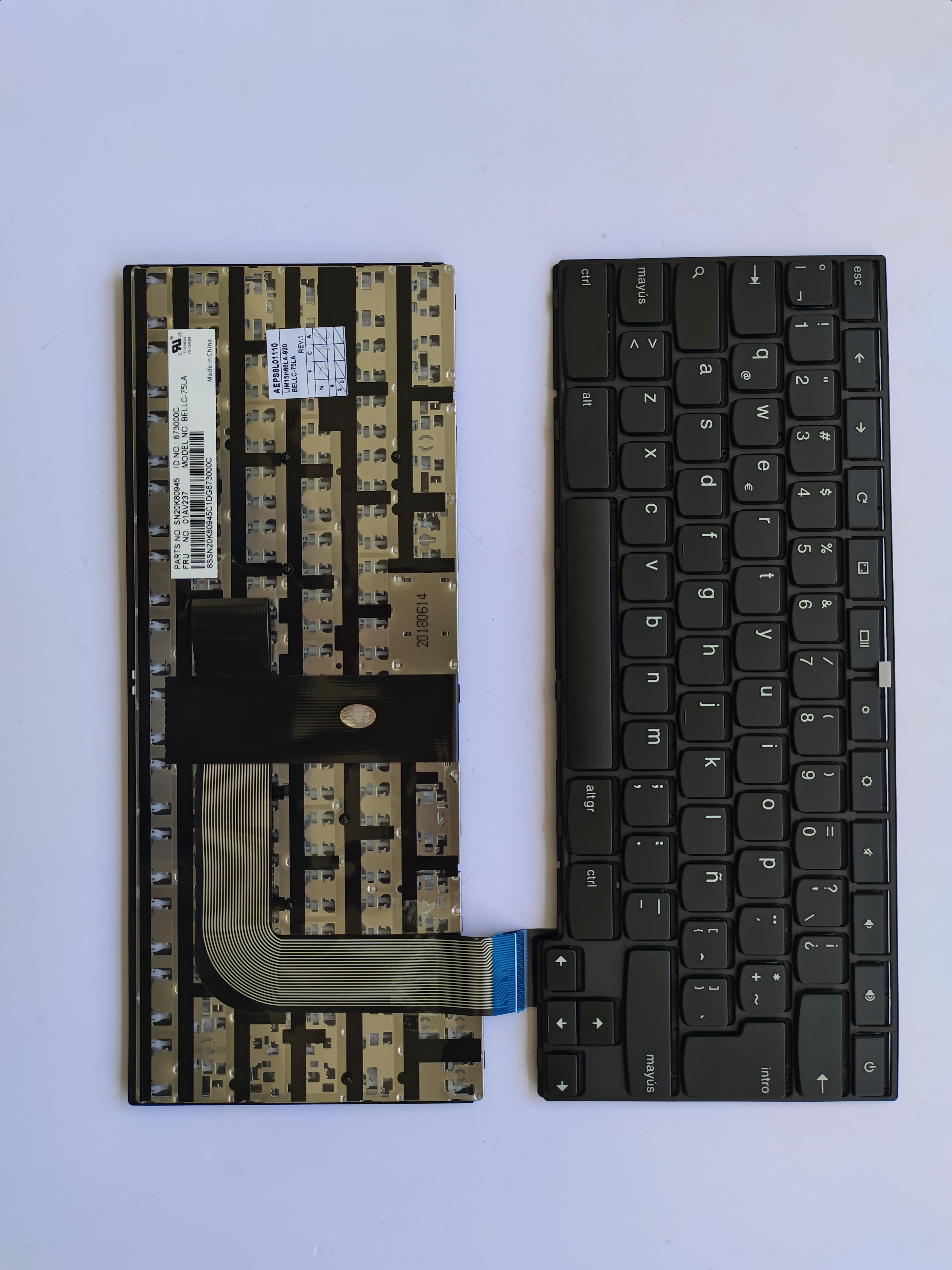 Picture of New Replacement Laptop Keyboard For IBM Chromebook 13/T460S/T470S Google version with switch BLACK FRAME BLACK LA Layout